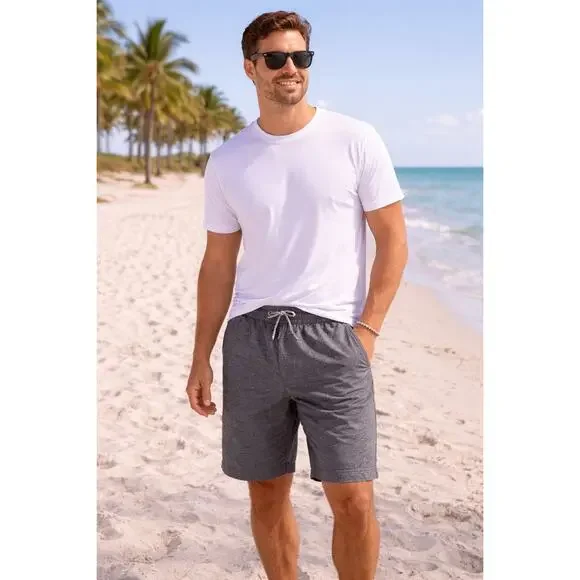 Silver Lake Men’s 100% Cotton Shorts Size 38 Heather Grey Coastal Casual Lounge - Picture 1 of 8